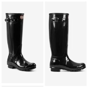 GUC Hunter High Gloss Black Tall Knee High Rubber Rain Boots
